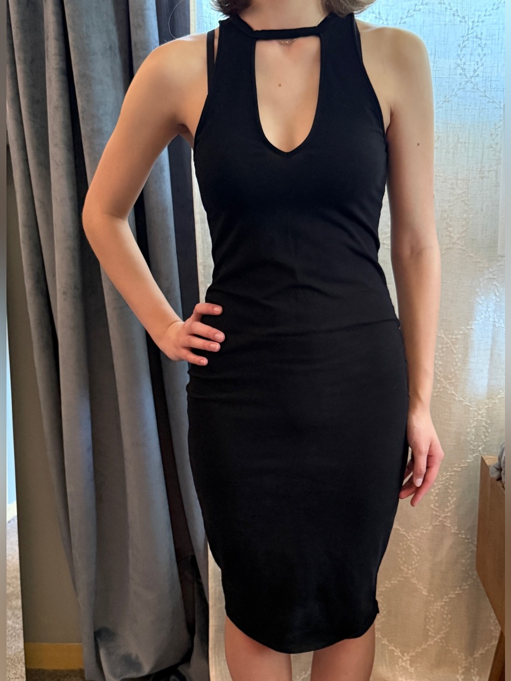 Express Black Bodycon V-Neck Cocktail Dress Size Small